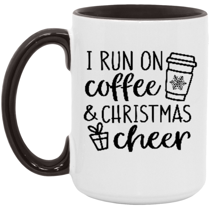 I Run on Coffee and Christmas Cheer ceramic coffee mug, product photo 5