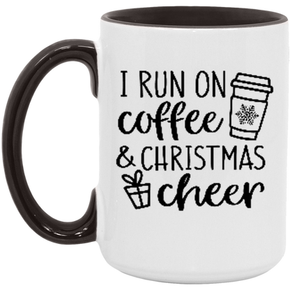 I Run on Coffee and Christmas Cheer ceramic coffee mug, product photo 5