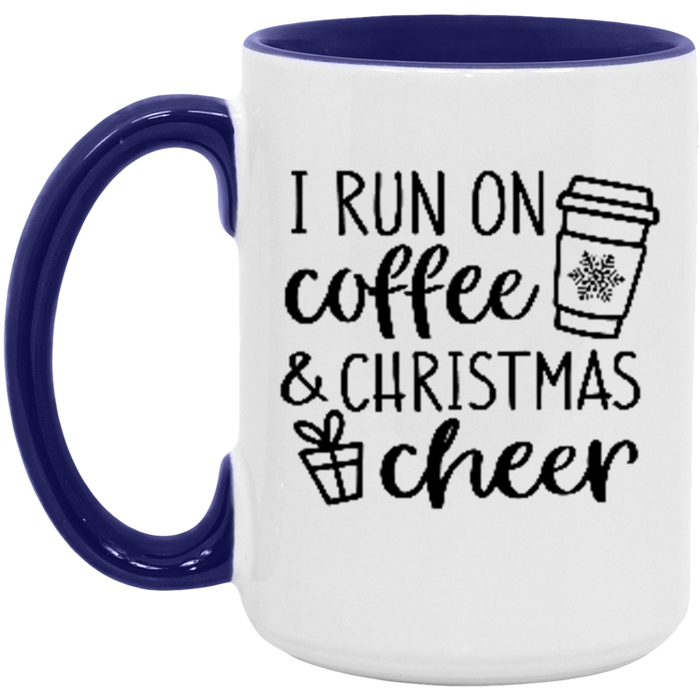I Run on Coffee and Christmas Cheer ceramic coffee mug, product photo 6