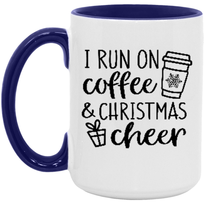 I Run on Coffee and Christmas Cheer ceramic coffee mug, product photo 6