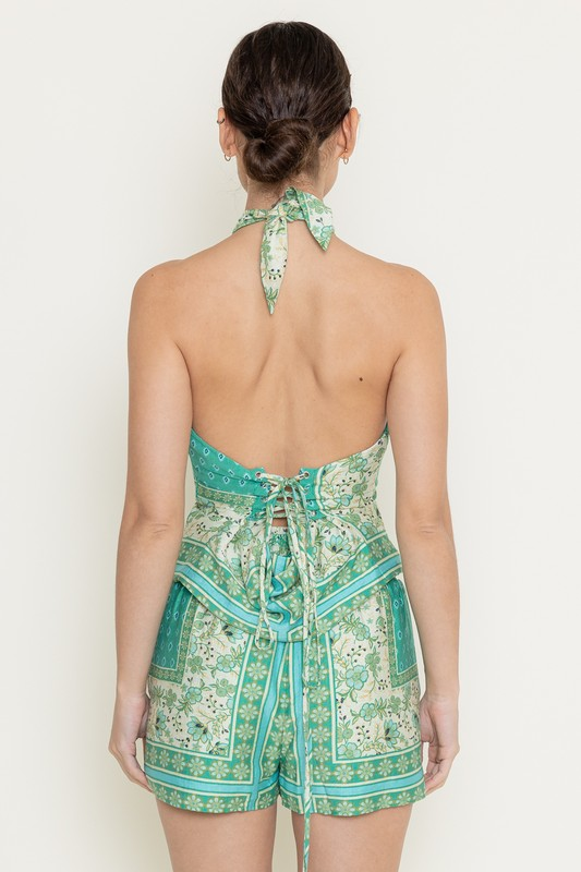 Scarf Print Halter Top