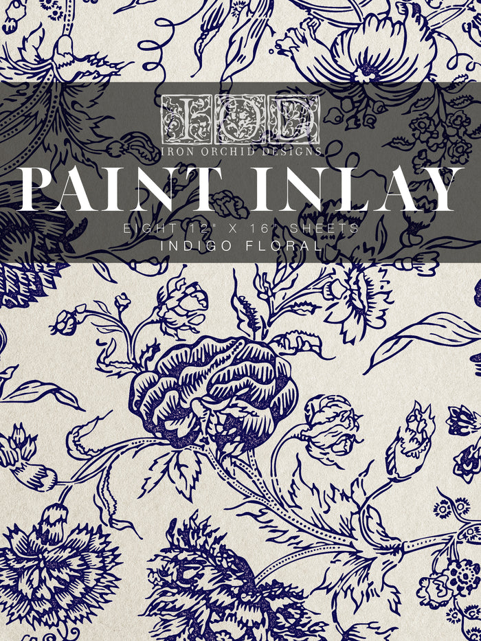 IOD Indigo Floral 12x16 Paint Inlay