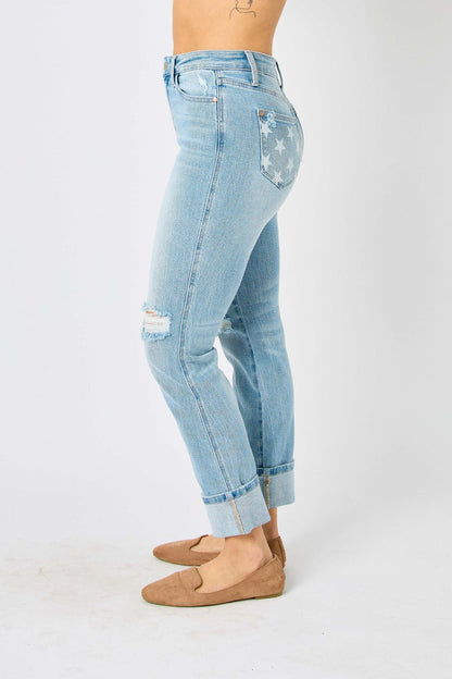 Judy Blue Zuri Mid Rise Cuff Boyfriend