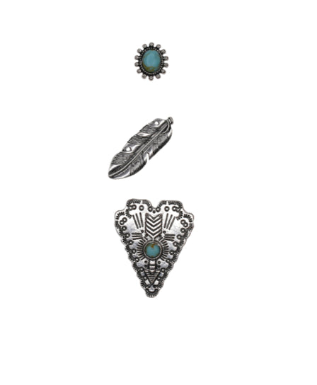 Justin 3 Pack Concho Feather Arrowhead Hat Pins 2422021224