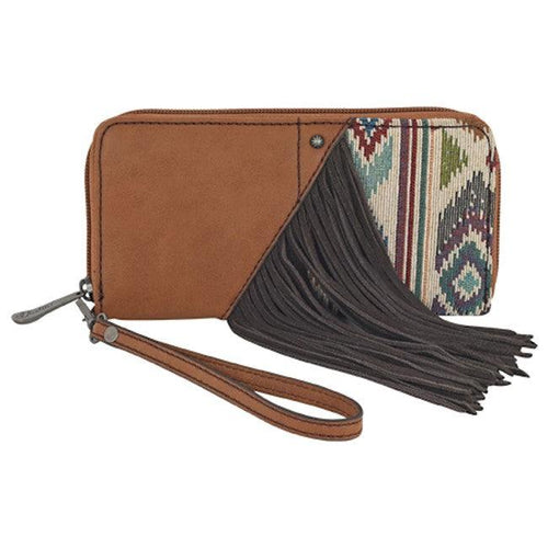 Justin Aztec Jacquard and Fringe Wristlet Wallet 23053215W-Painted Cowgirl Western Store