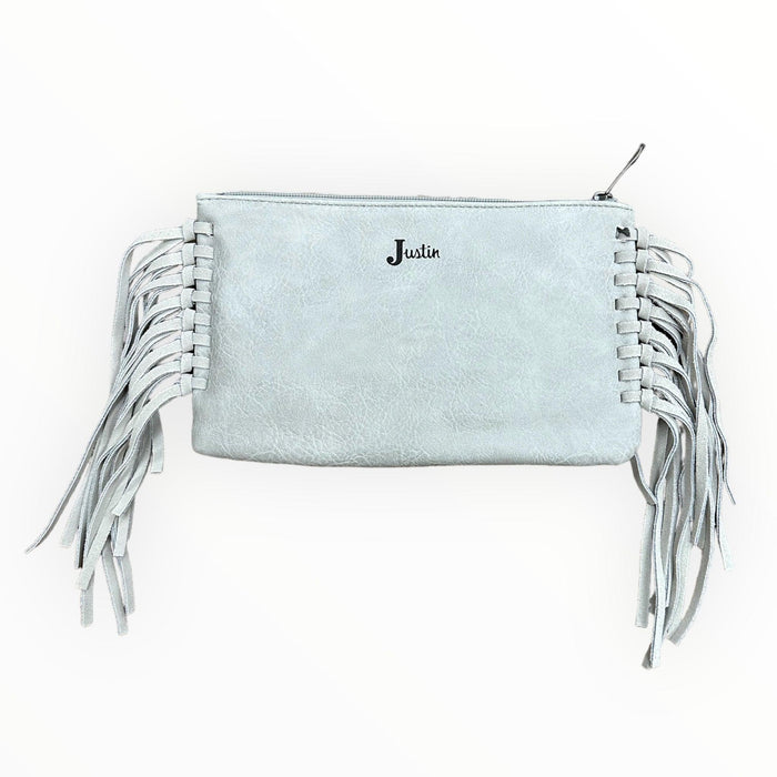 Justin Silver Wash Tooled Clutch Wallet Purse with Fringe 2176790WHT-Painted Cowgirl Western Store