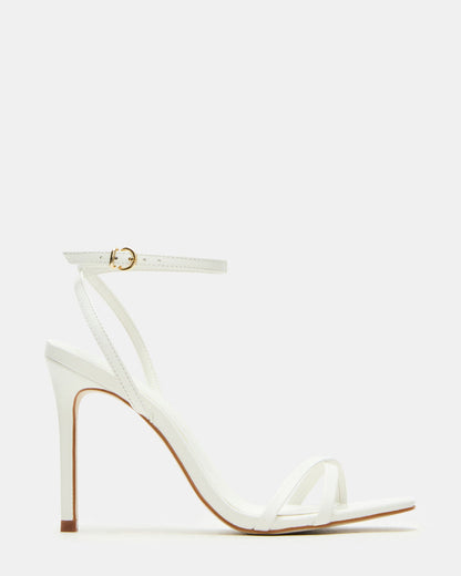 JYPSEY White Leather Strappy Stiletto Women's Heel | Steve Madden