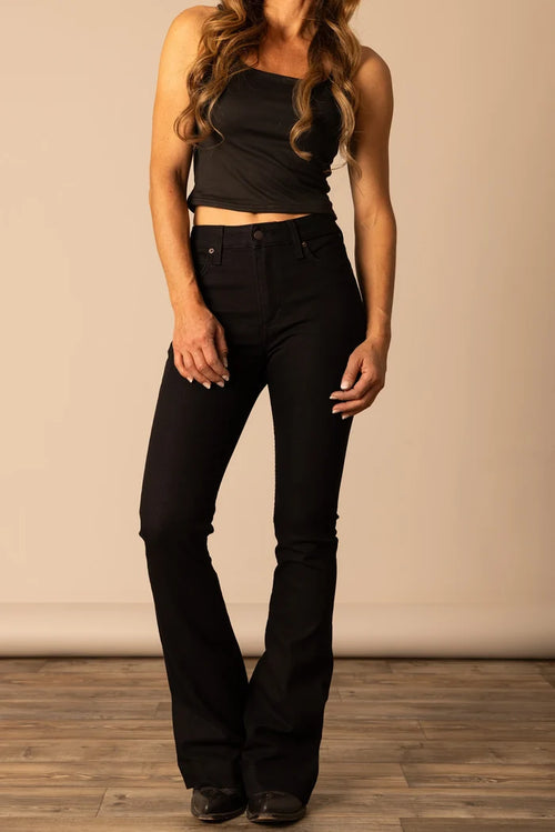 Kimes Ranch Women's Jennifer Black Ultra High Rise Flare Jean