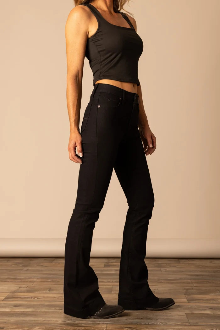 Kimes Ranch Women's Jennifer Black Ultra High Rise Flare Jean