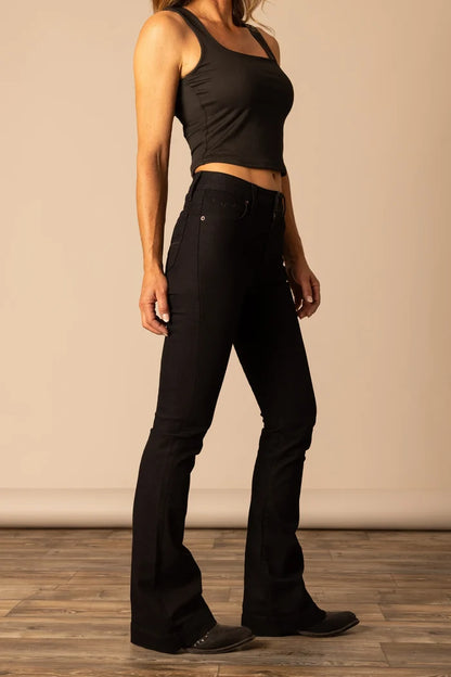 Kimes Ranch Women's Jennifer Black Ultra High Rise Flare Jean