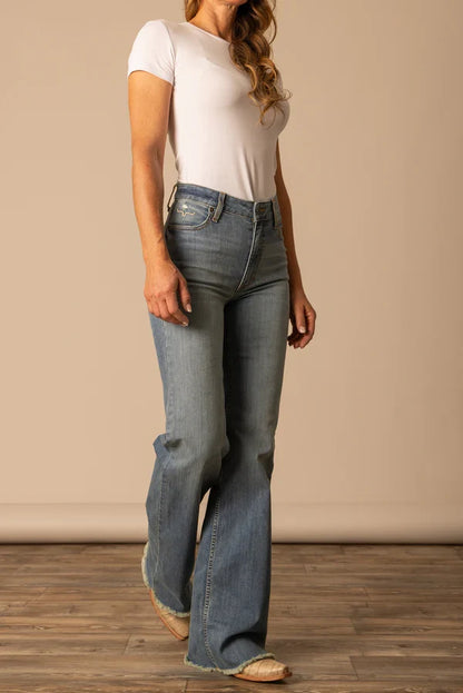 Kimes Ranch Women's Olivia Light Wash High Rise Stovepipe Wide Leg Jeans-Painted Cowgirl Western Store