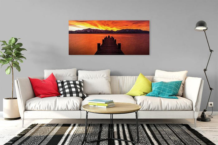 Lake Tahoe Sunset Pier By Brad Scott - Metal Print