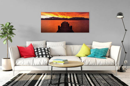 Lake Tahoe Sunset Pier By Brad Scott - Metal Print