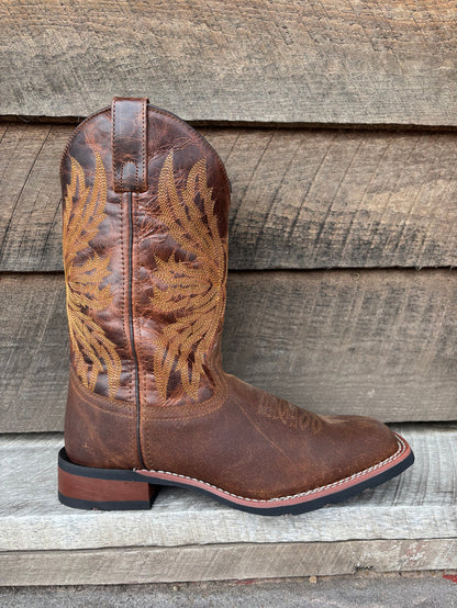 Laredo Men's Chet Dark Rust Broad Square Toe Western Cowboy Boots 8022