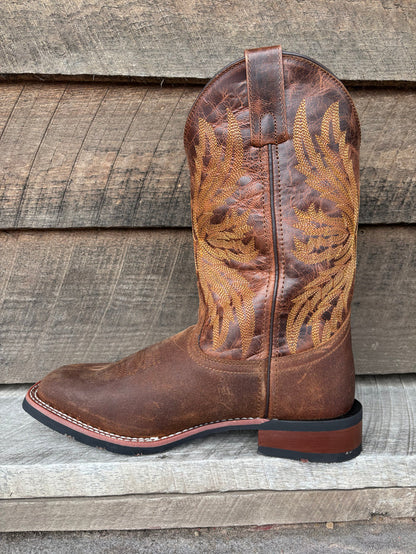 Laredo Men's Chet Dark Rust Broad Square Toe Western Cowboy Boots 8022