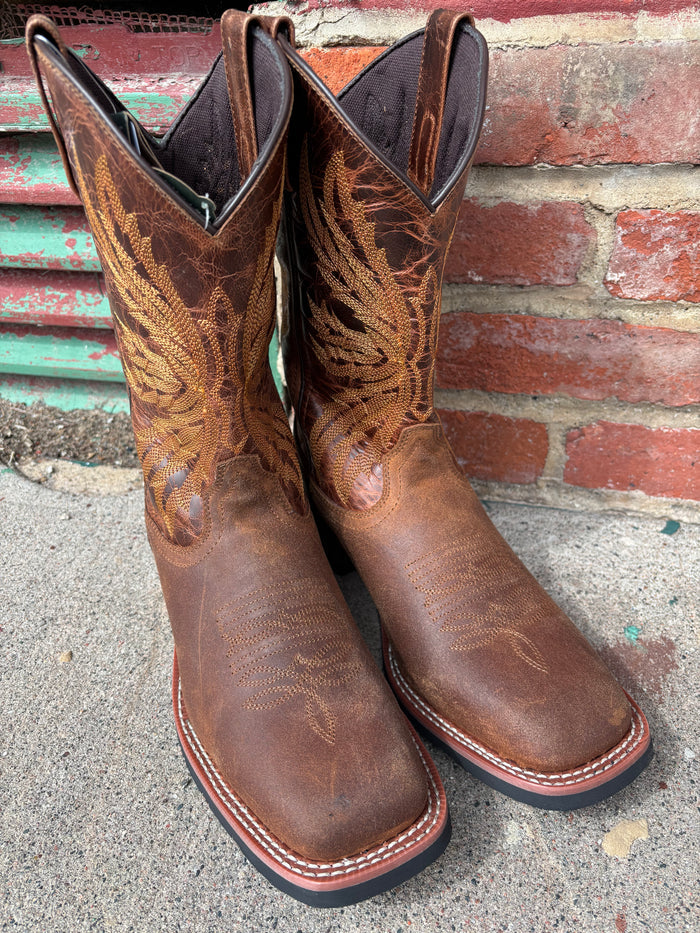Laredo Men's Chet Dark Rust Broad Square Toe Western Cowboy Boots 8022