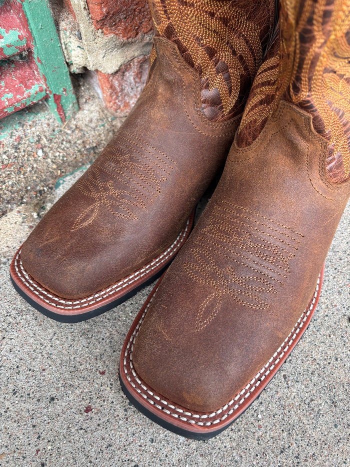 Laredo Men's Chet Dark Rust Broad Square Toe Western Cowboy Boots 8022