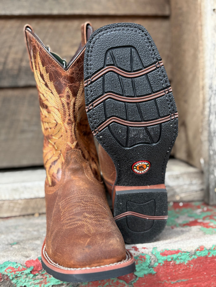 Laredo Men's Chet Dark Rust Broad Square Toe Western Cowboy Boots 8022