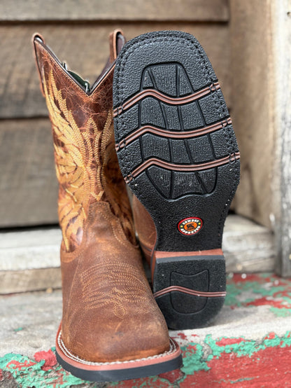 Laredo Men's Chet Dark Rust Broad Square Toe Western Cowboy Boots 8022