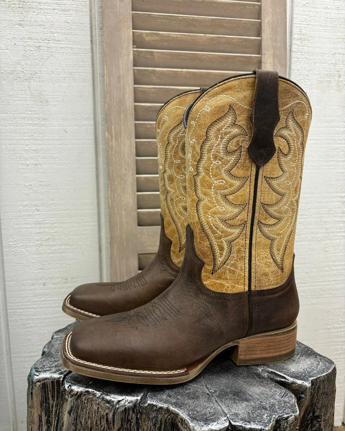 Laredo Women's Delaney Dark Brown & Bone Square Toe Cowgirl Boots 5946-Painted Cowgirl Western Store