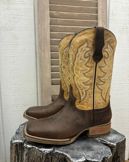 Laredo Women's Delaney Dark Brown & Bone Square Toe Cowgirl Boots 5946-Painted Cowgirl Western Store