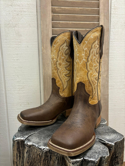 Laredo Women's Delaney Dark Brown & Bone Square Toe Cowgirl Boots 5946-Painted Cowgirl Western Store