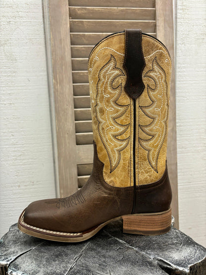 Laredo Women's Delaney Dark Brown & Bone Square Toe Cowgirl Boots 5946-Painted Cowgirl Western Store