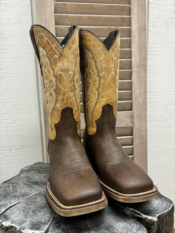Laredo Women's Delaney Dark Brown & Bone Square Toe Cowgirl Boots 5946-Painted Cowgirl Western Store