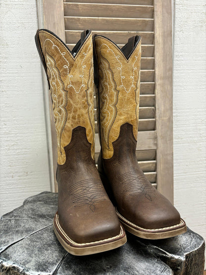 Laredo Women's Delaney Dark Brown & Bone Square Toe Cowgirl Boots 5946-Painted Cowgirl Western Store
