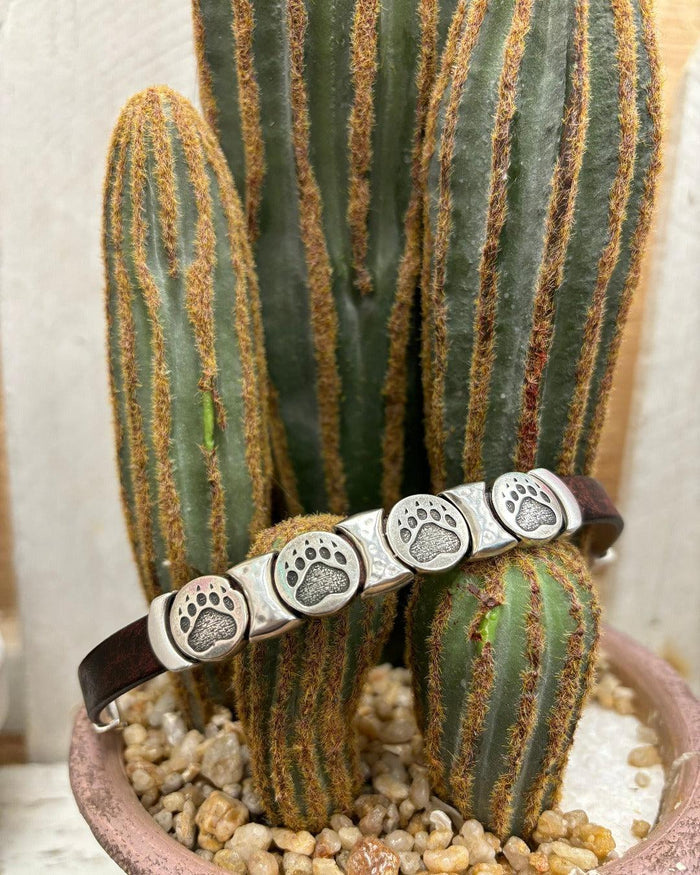 Laura Ingalls Women's Bear Tracks Brown Leather Bracelet B-623-Painted Cowgirl Western Store