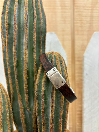 Laura Ingalls Women's Bear Tracks Brown Leather Bracelet B-623-Painted Cowgirl Western Store