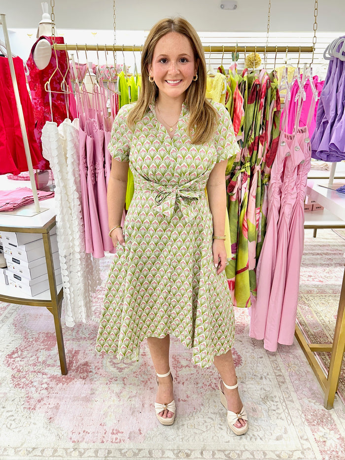 Laurel Floral Midi Dress (Green)