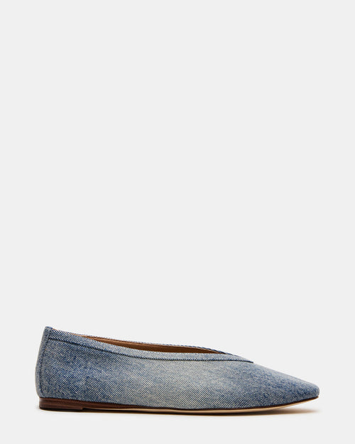 LENI Denim Fabric Square-Toe Ballet Women's Flat | Steve Madden