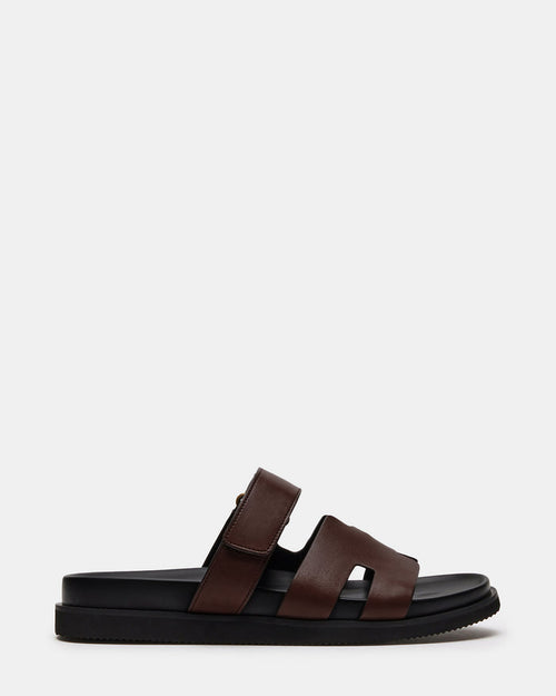 MAIVEN Brown Leather Men's Fisherman Sandal | Steve Madden
