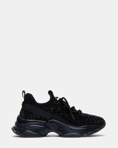 MAXIMA Black Rhinestones Women's Sneakers | Steve Madden