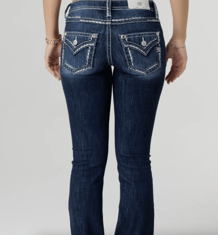 Miss Me Women's Classic Saddle Stitch Pocket Mid-Rise Bootcut Jeans M5014B403