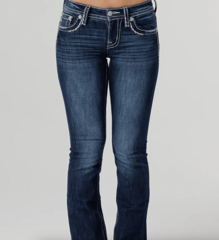 Miss Me Women's Classic Saddle Stitch Pocket Mid-Rise Bootcut Jeans M5014B403