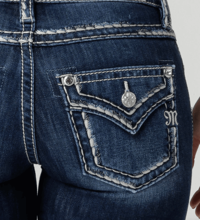 Miss Me Women's Classic Saddle Stitch Pocket Mid-Rise Bootcut Jeans M5014B403