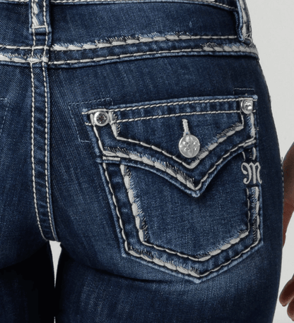 Miss Me Women's Classic Saddle Stitch Pocket Mid-Rise Bootcut Jeans M5014B403