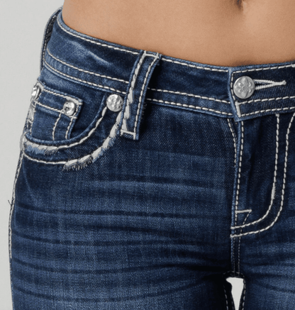Miss Me Women's Classic Saddle Stitch Pocket Mid-Rise Bootcut Jeans M5014B403