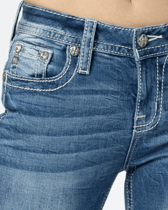 Miss Me Women's Floral Dreamcatcher Embroidered Mid-Rise Bootcut Jeans M9190B