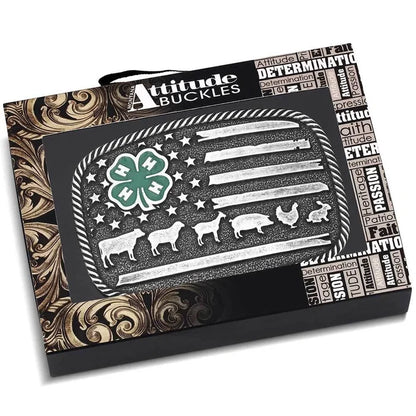 Montana Silversmith 4-H Clover Livestock Silver Belt Buckle A1049S