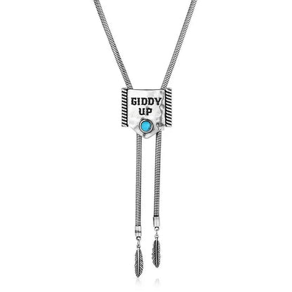 Montana Silversmiths Giddy Up Silver Bolo Tie Necklace NC6201