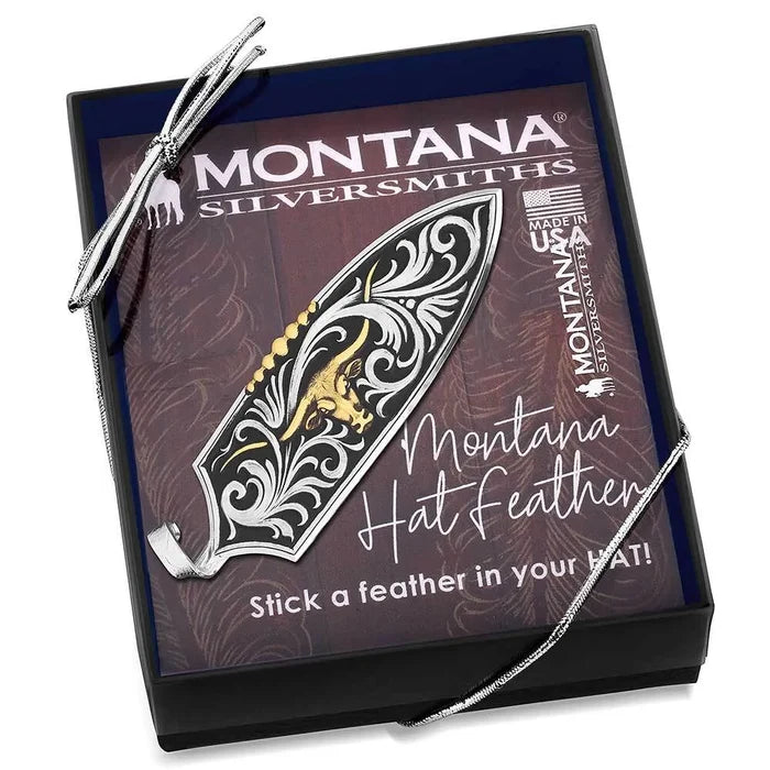 Montana Silversmiths Longhorn Cattle Drive Hat Feather HF6148