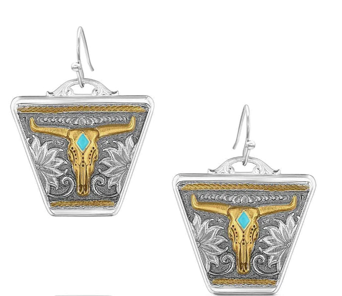 Montana Silversmiths Meadow Majesty Steerhead Earrings ER5898RTG