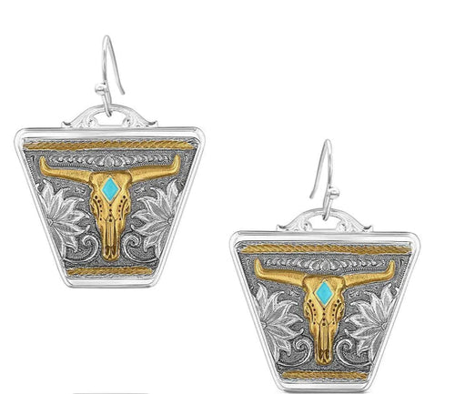 Montana Silversmiths Meadow Majesty Steerhead Earrings ER5898RTG