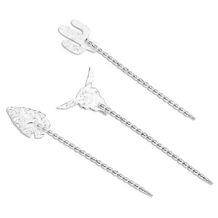 Montana Silversmiths Set of 3 Southwest Silver Hat Picks HPK100