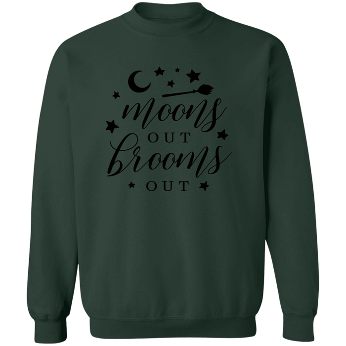 Moons Out Brooms Out crewneck sweatshirt in Forest Green