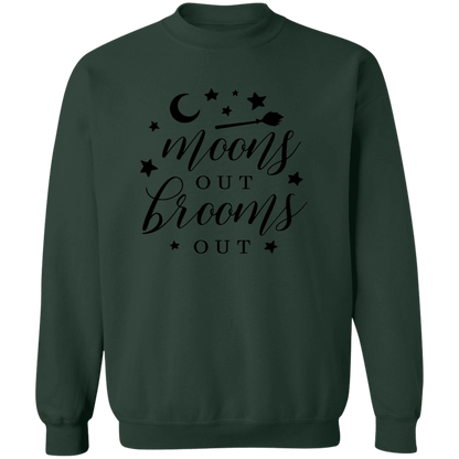 Moons Out Brooms Out crewneck sweatshirt in Forest Green