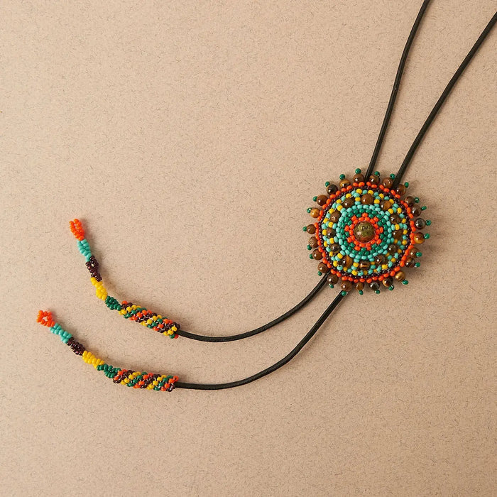 Mother Sierra Colorful Beaded Cattle Kai Bolo Tie